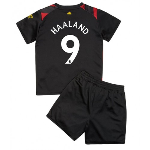 Dres Manchester City Erling Haaland #9 Gostujuci za djecu 2022-23 Kratak Rukav (+ kratke hlače)